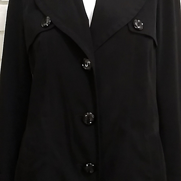 Liz Claiborne Black Trench Coat Jacket. Size Small - Picture 6 of 13